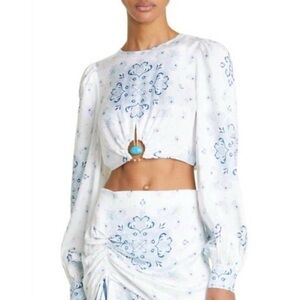 Cami NYC White and Blue Floral Crop Top